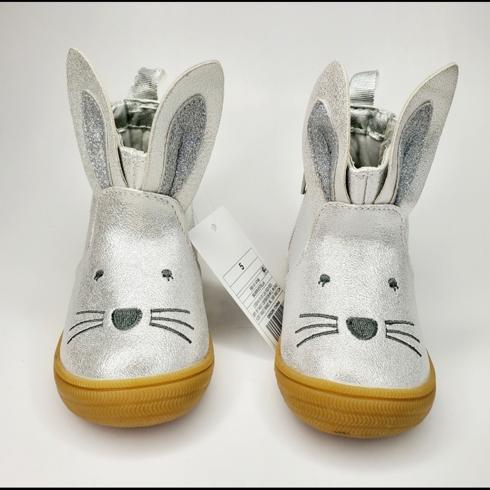 NWT Cat & Jack Silver Bunny Boots - Picture 2 of 5